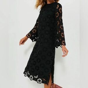 Tuckernuck Eyelet lace Hutton midi shift dress Ladies X LARGE Black NEW $298